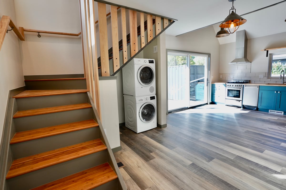 stackable and compact washer dryer unit in ADU
