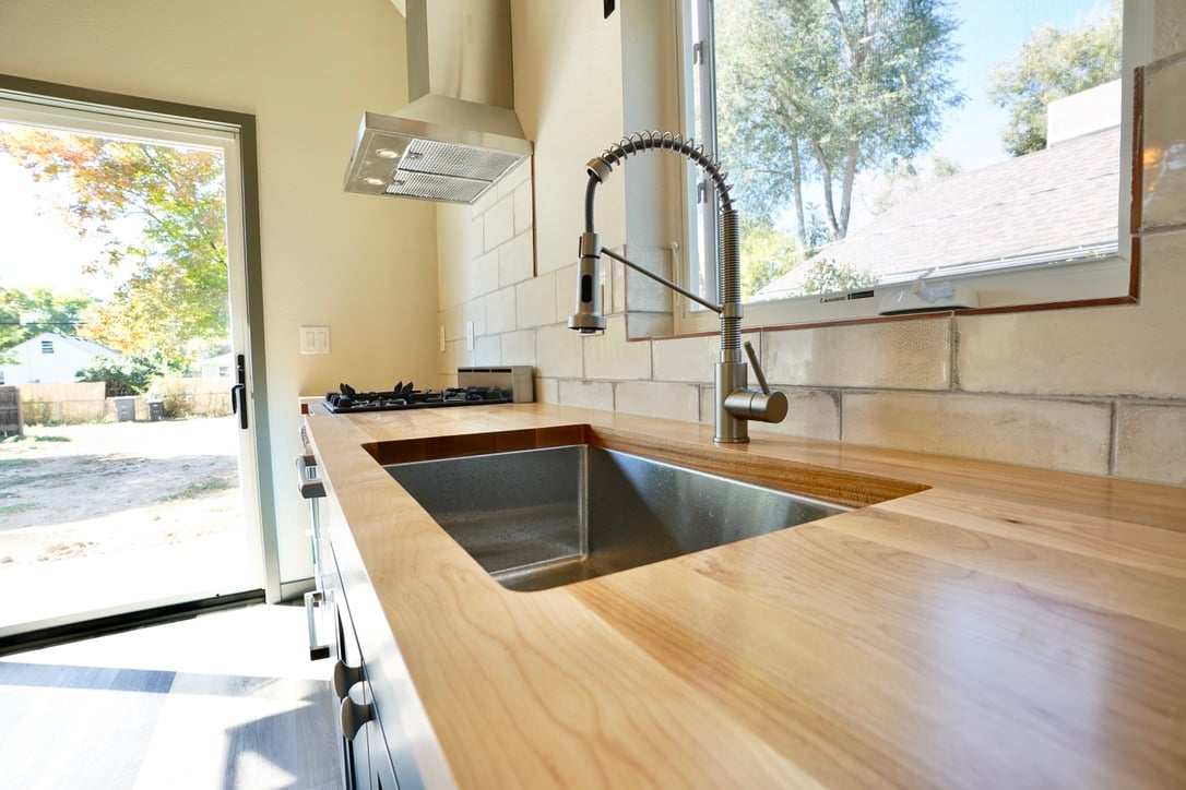 butcher block counter top in ADU