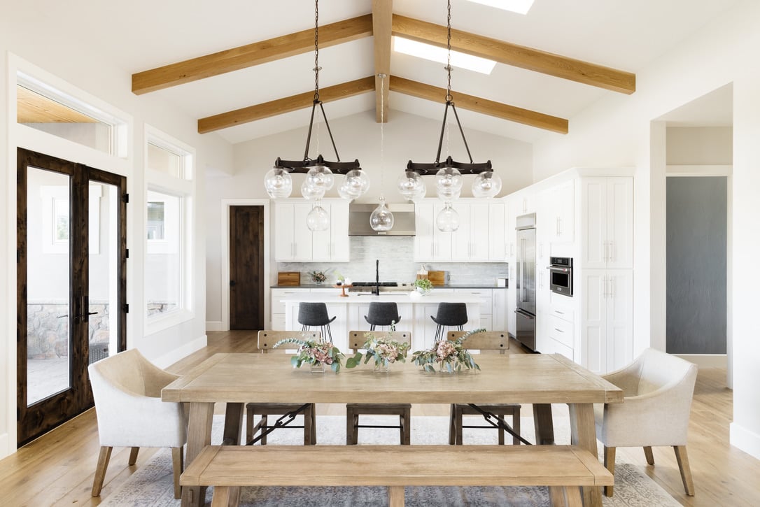 open concept dining and kitchen