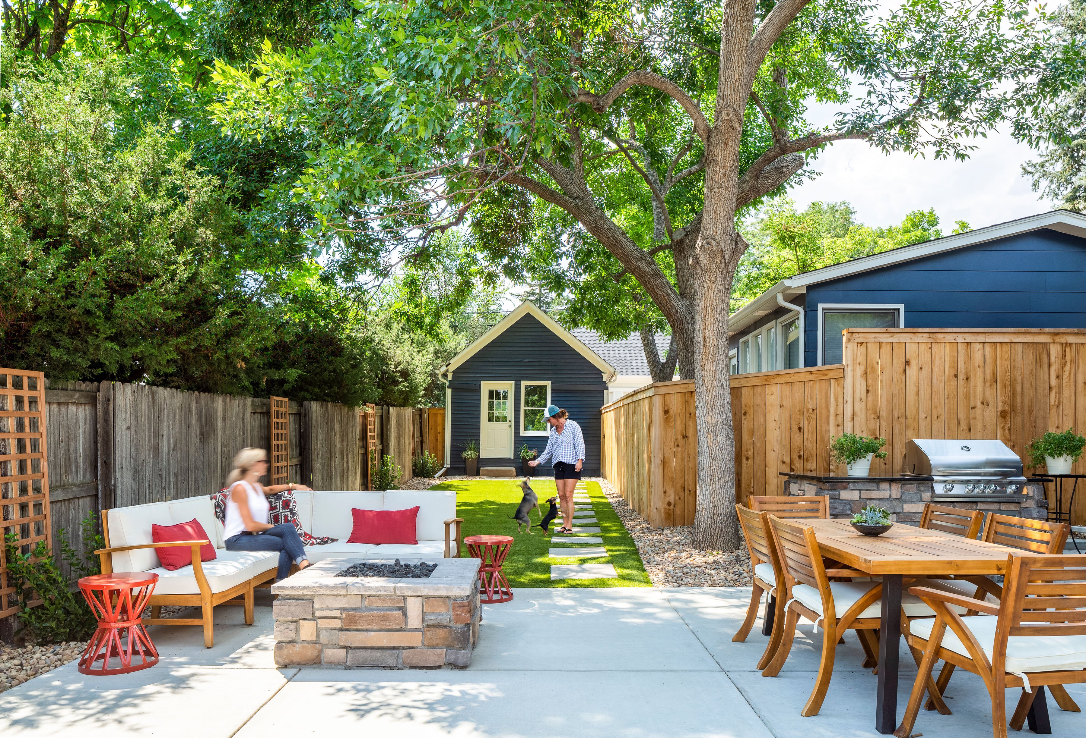 summer backyard views of remodel in Boulder Colorado