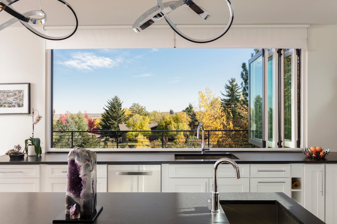 kitchen with open window 