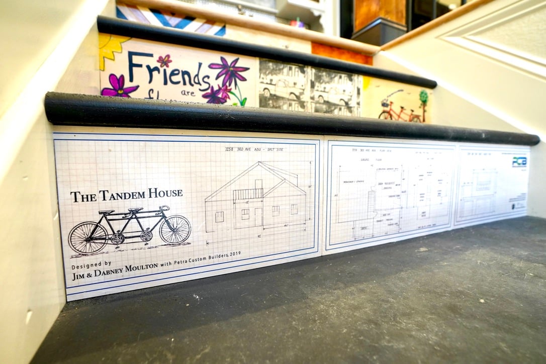 upclose shot of tiled risers 