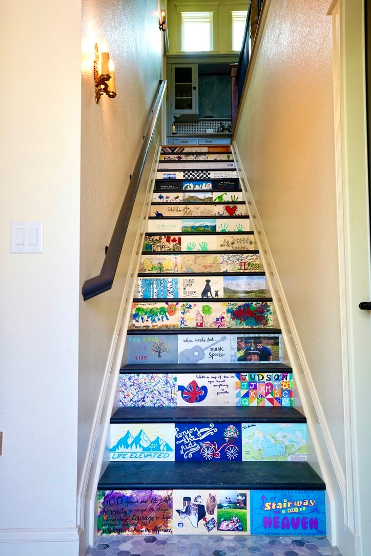 customized tile on staircase risers in ADU