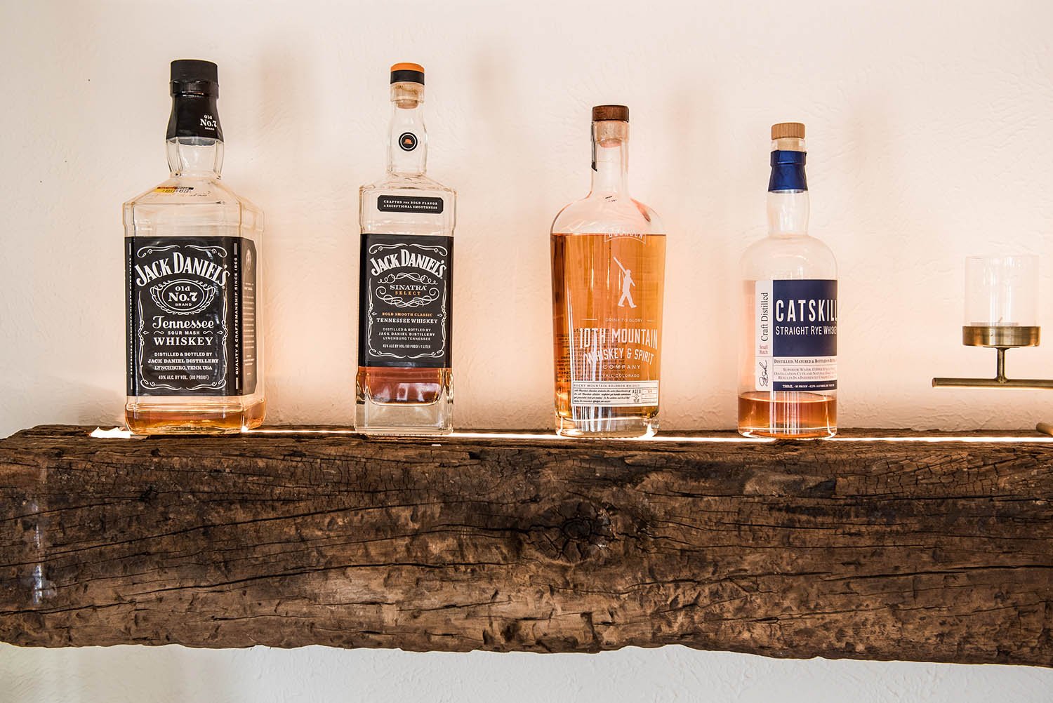 reclaimed wood beam for wet bar
