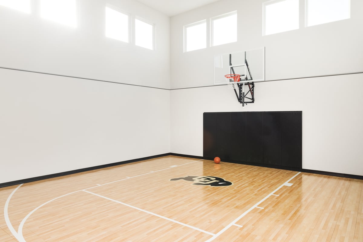 custom basketball court in home remodel