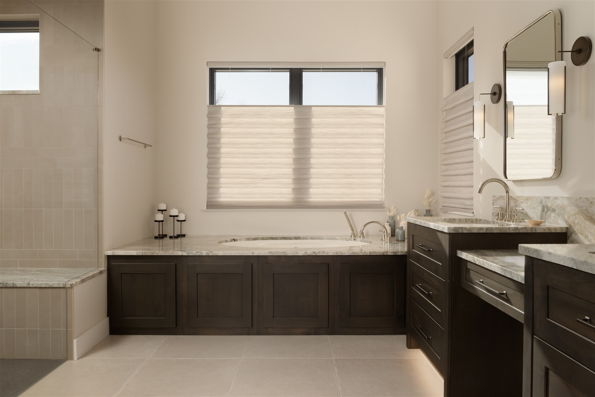 modern tub deck in guest bathroom 